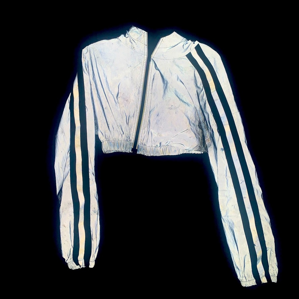 Cropped holographic jacket